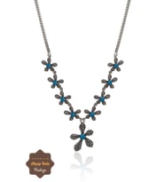 Firuze Taşlı Çiçek Model Markazit Taşlı Gümüş Kadın Gerdanlık 201024305