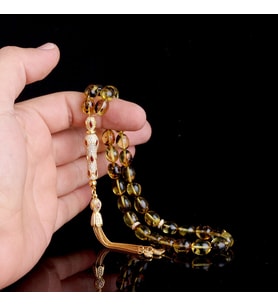 ZİRKON SET GÜMÜŞ PÜSKÜLLÜ ÇÖP FOSİLLİ DAMLA KEHRİBAR TESBİH