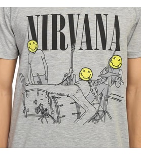 Bant Giyim - Nirvana Kurt Cobain Gri Erkek T-shirt Tişört