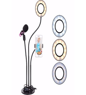 Çok Fonksiyonlu Masaüstü Telefon ve Mikrofon Standı, Işıklı 4'lü Set