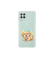 Samsung Galaxy M32 ile Uyumlu Splash Köpek Tasarımlı Şeffaf Silikon Kılıf