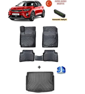 Kia Stonic 2017-2025 Yılları Arası (Yeni Kia Logolu) Uyumlu 3D Havuzlu Paspas ve Bagaj Havuzu Seti ASMA KOKU VE NUMARATÖR HEDİYELİ