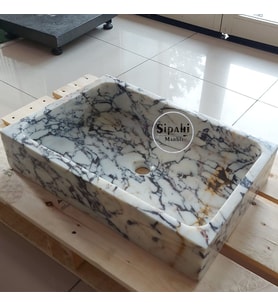 Menekşe Mermer Köşeli Düz Model Lavabo