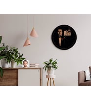 BK Gift Kişiye Özel Godfather Baba Silüet Tasarımlı 45cm Ahşap Duvar Saati-5 (Beyaz)