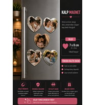 5'li Kalp Fotoğraf Magneti Anne ve Kızına Kişiselleştirilebilir Duygusal Anı Hediyesi