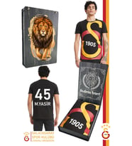 Galatasaray Orijinal Lisanslı Büyük Logolu Kişiye Özel T-Shirt Hediyelik Ahşap Kutulu (Siyah)