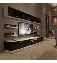 Decoraktiv Trendstyle 8Y Slm Tv Ünitesi Tv Sehpası - Beyaz Siyah (Siyah - Beyaz)