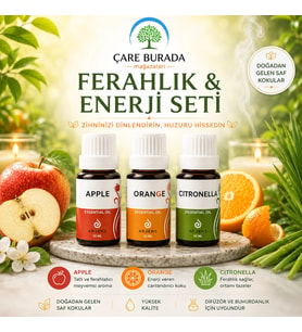 Arjens Elma & Orange & Citronella Esans 10 ml Ferahlık & Enerji Seti