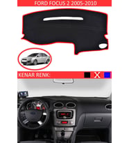 Ford Focus 2 2005-2010 Için Uygun Torpido Koruma Halısı Siyah Kenar Renk Kırmızı
