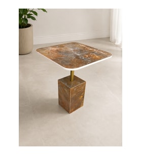 Porselen Sehpa Gold Metal Detaylı
