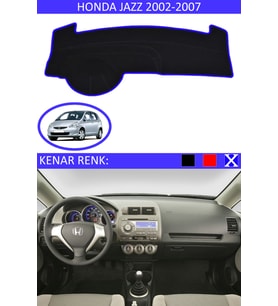 Honda Jazz 2002-2007 İçin Uygun Torpido Koruma Halısı Siyah Kenar Renk Mavi