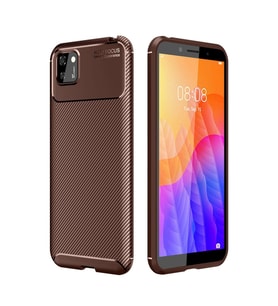 Huawei Y5p Kılıf Auto Focus Karbon Kapak - Kahverengi