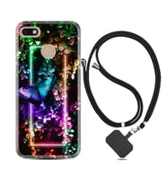 General Mobile GM8 Go GM9 GM20 Pro Plus Kılıf Boyun Askılı Silikon Butterfly Neon 1684