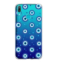 PrintiFy Huawei Y7 2019 ile Uyumlu 1mm Slim Fit Nazar Boncuğu 1 Baskılı Şeffaf  Kılıf