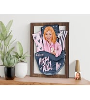 BK Gift Kişiye Özel Kadın Karikatürlü 3D Ahşap Tablo-101, Arkadaşa Hediye, Karikatürlü Tablo