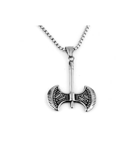 Viking Savaşçı Baltası Paslanmaz Çelik Kolye (Gümüş)
