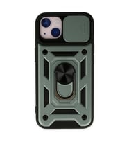 Apple İphone 14 Kılıf Pars Lens Yüzüklü Silikon - Yeşil