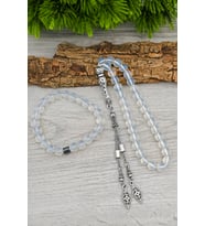Opal Ay Taşı Bileklik ve Tesbih Erkek Doğal Taş Set 8 mm BT037 (Beyaz)