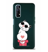 Realme 7 Soft Premier Kapak Coolcat Tasarımlı Silikon Kılıf - Yeşil (Şeffaf)