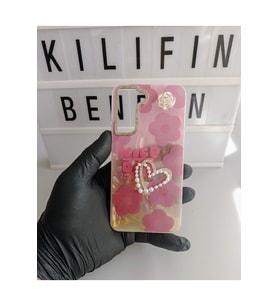 Samsung S 21 Fe taşlı kalpli kılıf modelleri