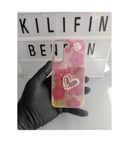 Samsung S 21 Fe taşlı kalpli kılıf modelleri