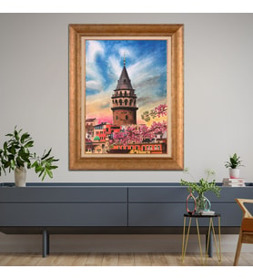 Altın Varaklı Paspartulu Çerçeveli  Tablo nat1259