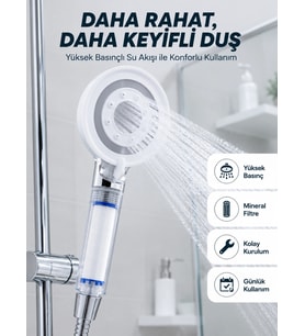 Yüksek Basınçlı Filtreli Duş Başlığı Mineral Filtreli Su Tasarruflu El Duşu
