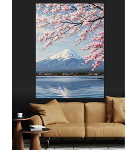 Japonya Fuji Dağı Manzarası Dekoratif Kanvas - Mdf Ahşap Tablo