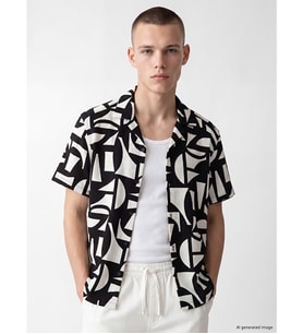 LC WAIKIKI Siyah Regular Fit Desenli Armürlü Erkek Gömlek