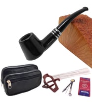 Falconetti Siyah Parlak Sandalwood Bilezikli Ahşap Pipo Seti rc98-takim