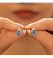 925 Ayar Gümüş Aquamarine Taşlı Damla Küpe