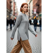 Kadın Oversize Kalıp Düşük Kol Bisiklet Yaka Triko Kazak Basic Rahat Kışlık Stil Seçimi Kaliteli