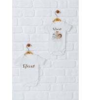 Pia Baby Premium %100 Pamuk İsme Özel Organik Baskılı İkili Set Çıtçıtlı Bebek Body Zıbın Modelleri 5041-17 (Ekru)