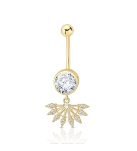 Altın Tasarım Tektaş Piercing (Gold)
