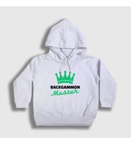 Presmono Unisex Çocuk Beyaz Backgammon Master Tavla Ustası Oyun Kapüşonlu Sweatshirt 417169tt (Beyaz)