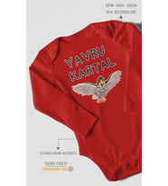 Yavru Kartal Baskılı Bebek Zıbını – Çıtçıtlı Body  %100 Pamuk Uzun Kol (Kırmızı)