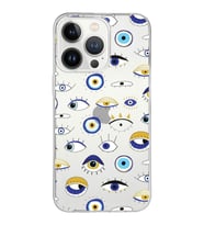 PrintiFy Apple  iPhone 13 Pro ile Uyumlu 1mm Slim Fit Nazar Boncuğu 2 Baskılı Şeffaf  Kılıf