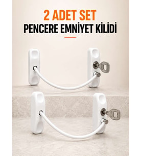 Pencere Emniyet Kilidi 2 Adet Set Kablolu Anahtarlı Pencere Açılma Sınırlayıcı