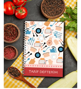 Tarif Defteri - Yemek Tarifleri İçin Not Defteri/100 YAPRAK / 5 BÖLÜM /15 cm x 21 cm