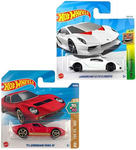 2 Araç Lamborghini Set - Hot Wheels Lamborghini Sesto Elemento & '71 Lamborghini Miura (1/64)