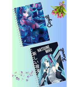 Hatsune miku defter seti 2 adet A4 boyutu 21*30 çizgili + kareli 60 syf