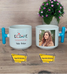 Eczane Teknikeri Kupa Bardak Fotoğraflı T Mavi Kulplu Eczacılar Günü Tıp Bayramı Hediyesi