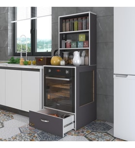 Kenzlife ankastre fırın dolabı gönül gri 165*60*56 mutfak çekmeceli