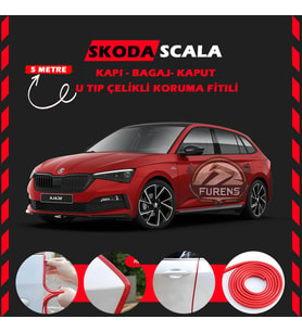 Skoda Scala Oto Araç Kapı Koruma Fitili 5metre Parlak Kırmızı Renk