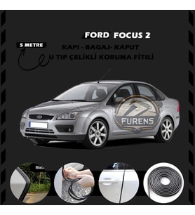 Ford Focus 2 Oto Araç Kapı Koruma Fitili 5metre Parlak Siyah Renk