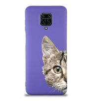 Xiaomi Redmi Note 9s Uyumlu Lansman Kılıf Catface Tasarımlı İçi Kadife Kapak-Mor (Şeffaf)