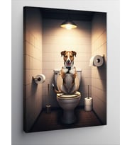 Kanvas Tablo Tuvalette Fikir Üreten Köpek