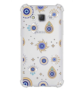 PrintiFy Samsung Galaxy J5 Uyumlu Nazar Boncuğu 5 Baskılı Şeffaf Köşe Korumalı Antişok Kılıf