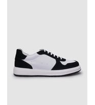 %100 Hakiki Deri Beyaz - Siyah Bağcıklı Erkek Sneaker