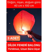 3 Adet Dilek Feneri Balonu Gece Ateş Gökyüzü Işığı Uçurtma Yırtılmaz Kaliteli Düğün Nişan Özel Gün
